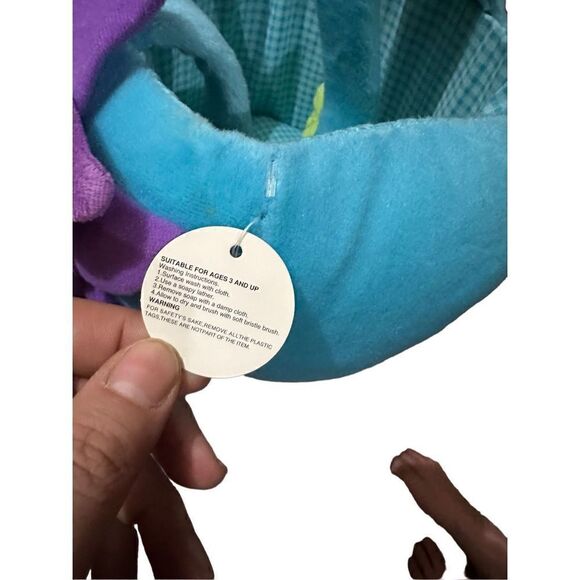 Vintage Dan Dee Dandee Plush Basket Flower with Smiley Face Blue Purple New - Picture 12 of 12